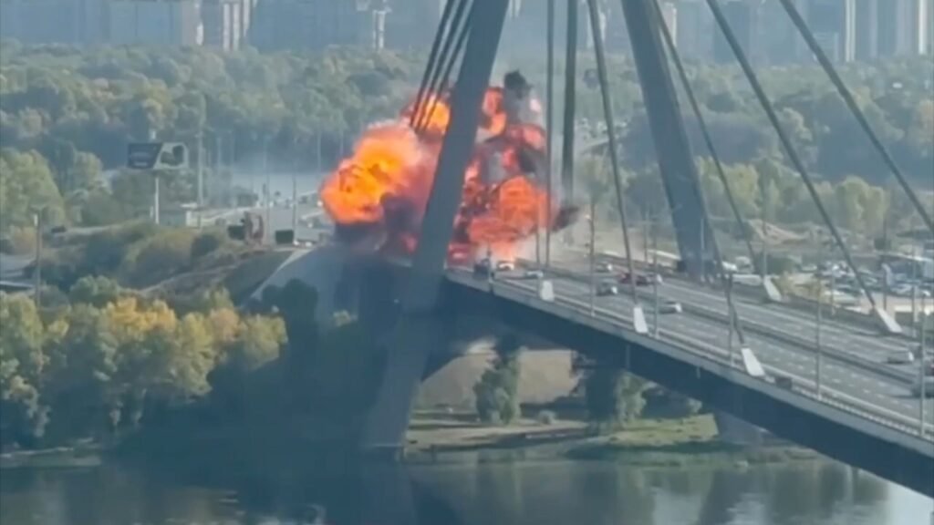 Russian Drone Strike on Kyiv Northern Bridge Injures Two as Capital Faces Transport Crisis.